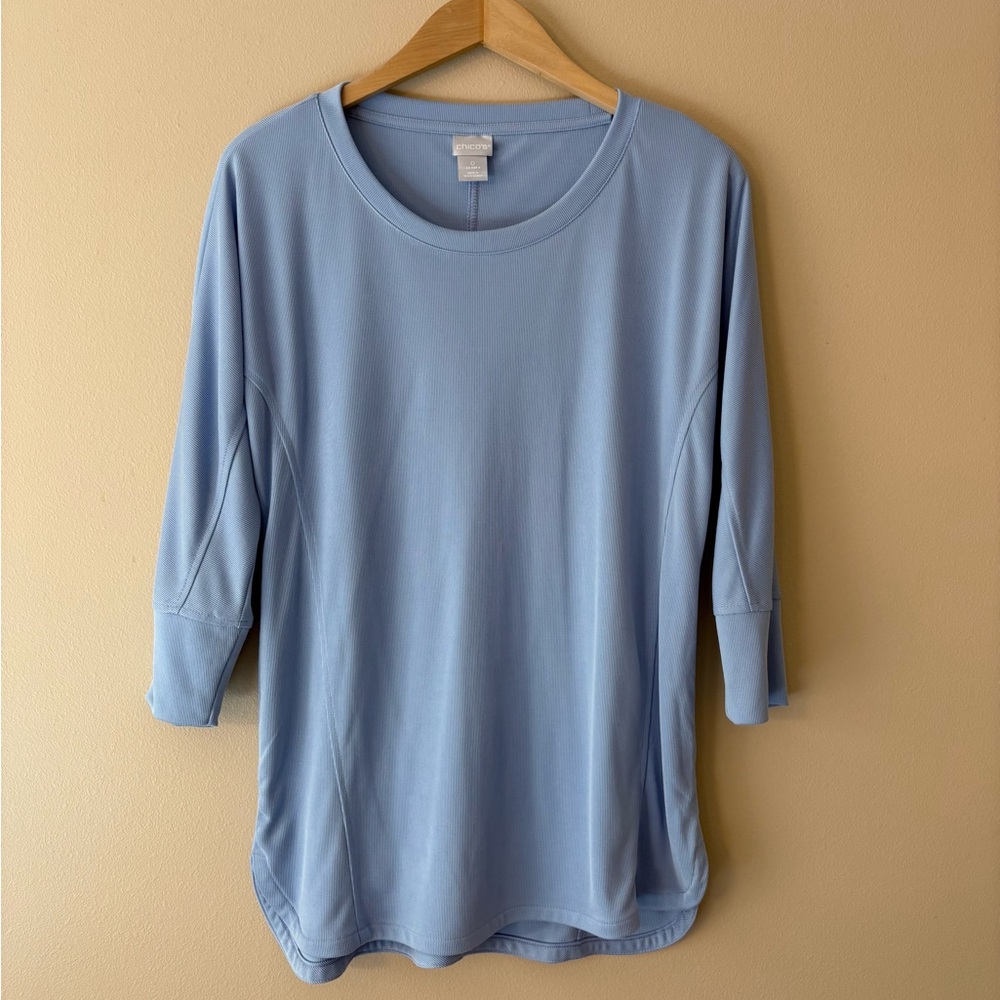 Chico's Blue Soft Sandwashed 3/4 Sleeve Tunic Size 0 in Excellent Condition